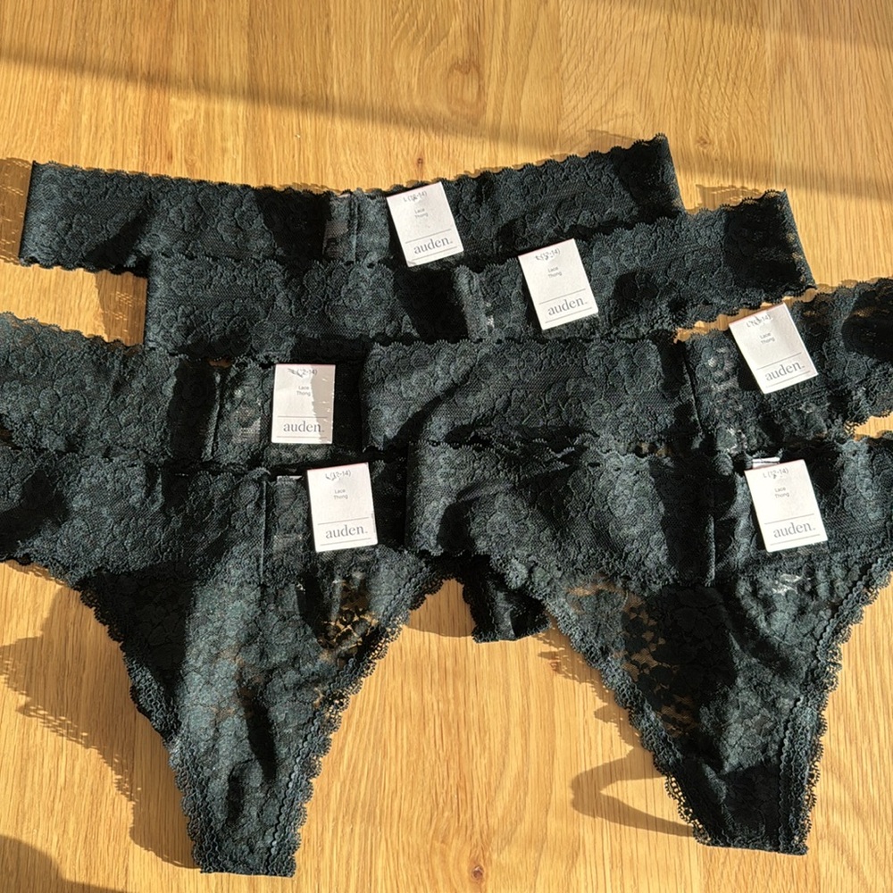 LOT x6 Auden all over lace thong target black L (12-14) underwear/panty bundle